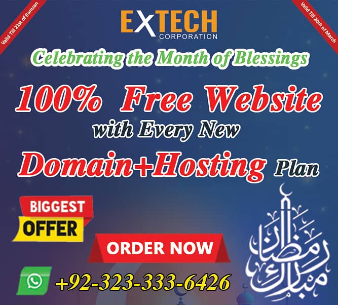 Ramzan Offer Get 100% Free Website with Every New Domain+Hosting Plan 0