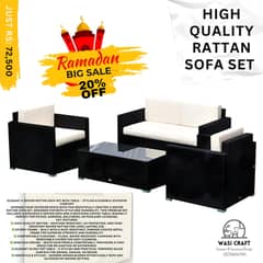 4-Seater Rattan Sofa Set with Table