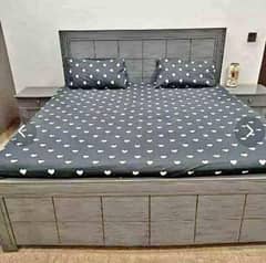 Bed / bed set / king size bed / double bed / wooden bed /side tables