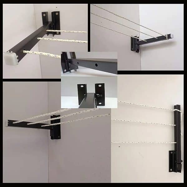 Iron Clothes Drying Stand With 60 Meters Rope – Durable / Wall Mounte 4