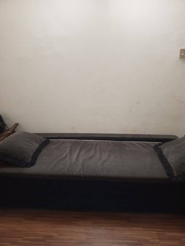 sofa cum bed in very good condition brown and black velvet material 0