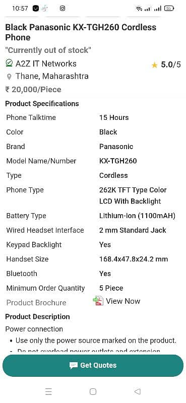 Panasonic Bluetooth Cordless Phone (KX-TGH260) Link to Mobile Bluetoth 4