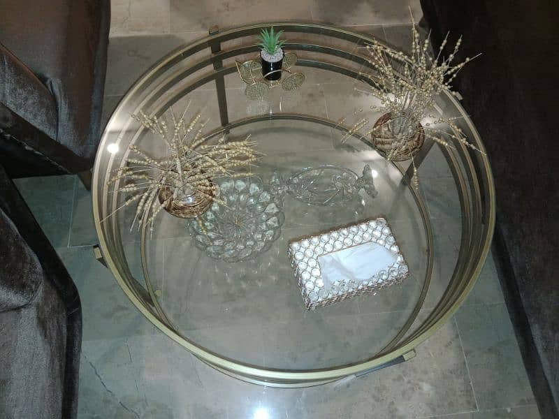 Golden Brass and Mirror Center Table 0