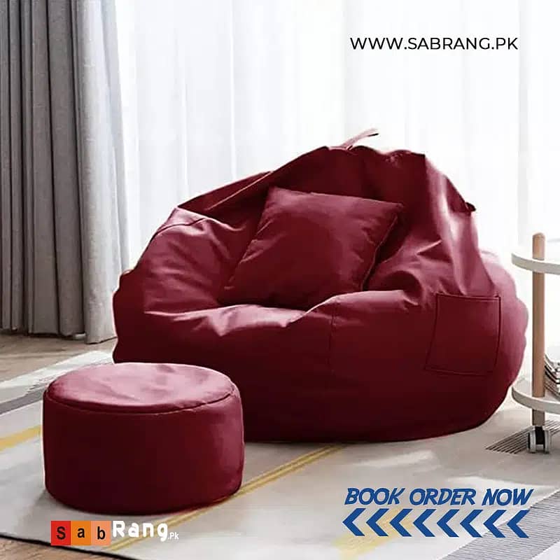 pack of 3 leather bean bag/ bean bag / leather bean bag / sofa cum bed 7