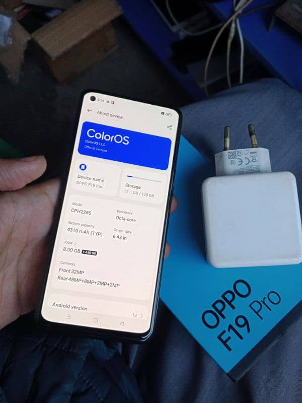 Oppo F19 pro 8/128 full box orgnal vooc cahrger 1