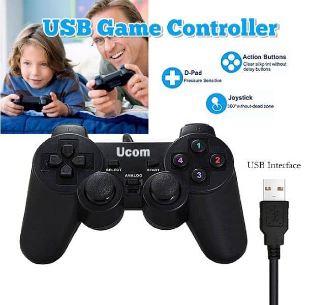 (Premium-Qualityl Joypad Wired USB 2.0Joy Stick Black Gamepad Joystick 1