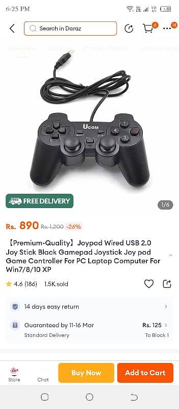 (Premium-Qualityl Joypad Wired USB 2.0Joy Stick Black Gamepad Joystick 6