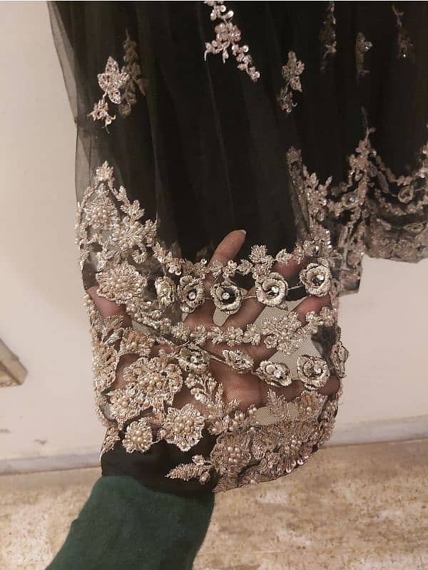 black net frock with dupatta and trouser 3