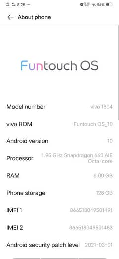 Vivo V11 Pro 6GB Ram 128 GB Rom