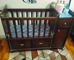 Solid wooden baby cot