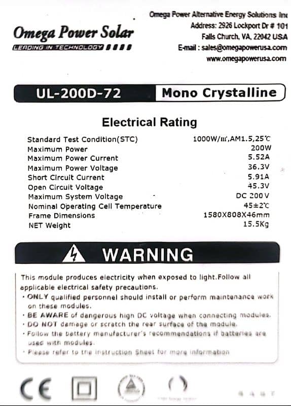solar panels used Omega power solution Mono crystalline 1