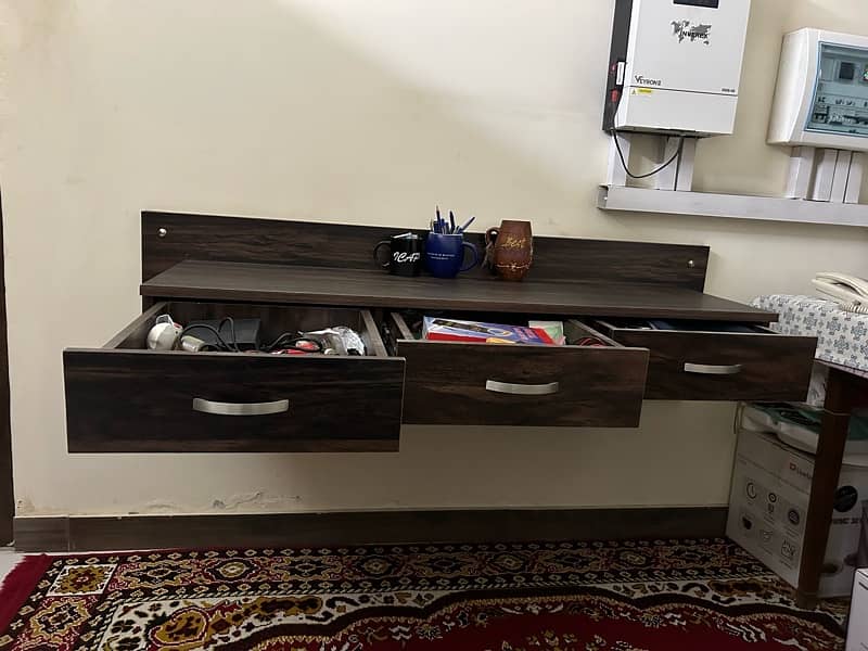 5ft wall mount study or work table with drawers 0