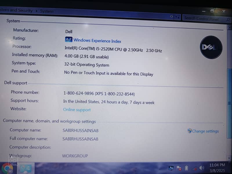 Dell laptop windows 7.32 bite. 3