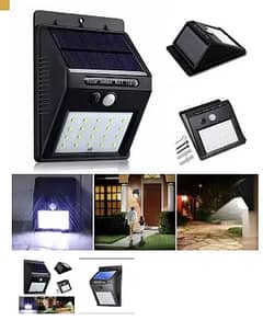 Solar Powered LED Wall Light Black