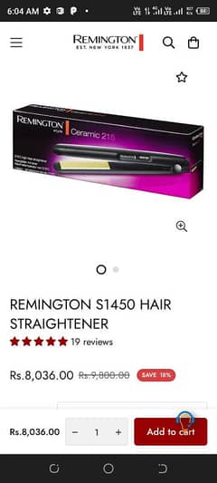 Imported Original Remington hair straightener model S 1450