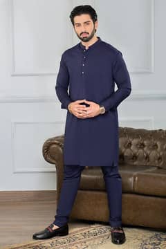 *Product Name*: Men's Wash And Wear Kurta Pajama Set - 2 Pcs in Blue