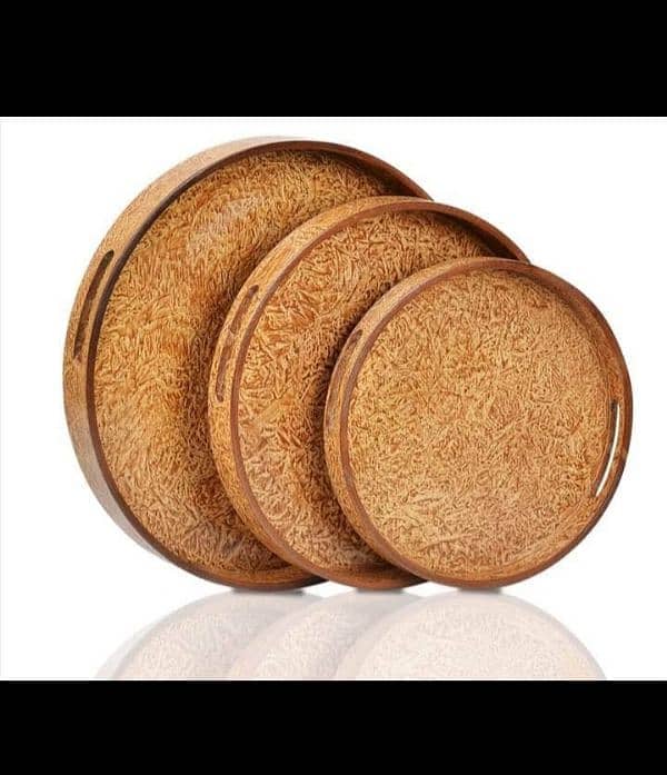 Wooden Round Tray Set 1