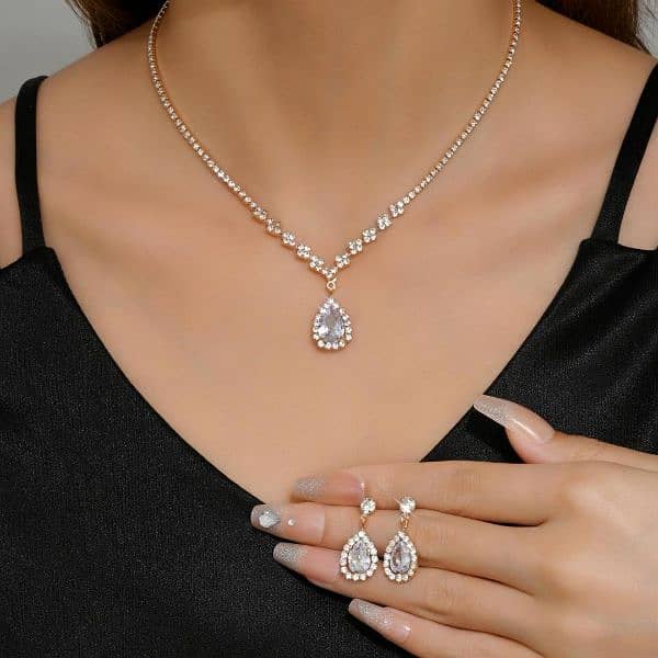 bridal jewellery necklace bracelet suit rhinestone zircon wedding 3