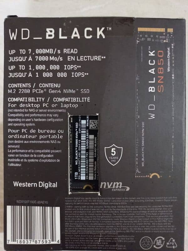 WD Black SN850 1TB SSD NVME 1