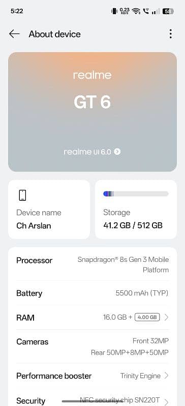 Realme gt6 16/512GB 1