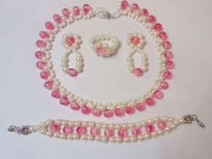 White pearls and Crystal Nacles sets for women