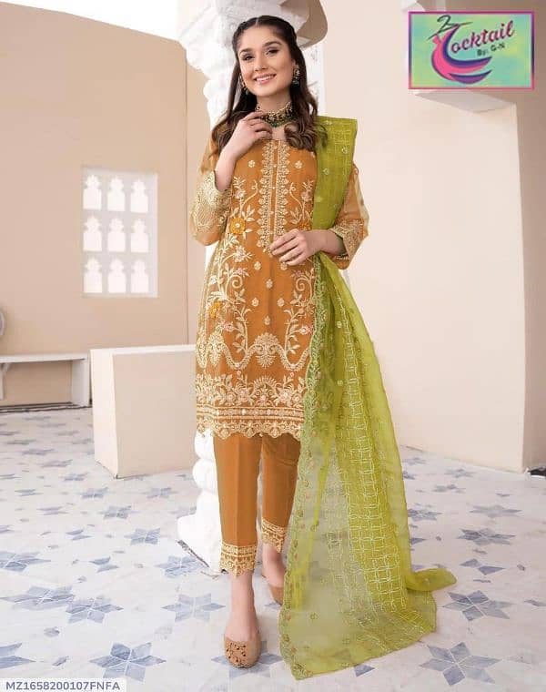 3Pc women's stitched embroidered suit 1