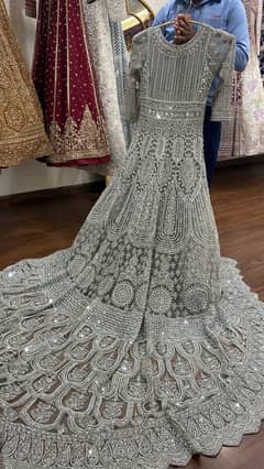 Silver Grey Heavy Bridal Walima dress (dimple brand)