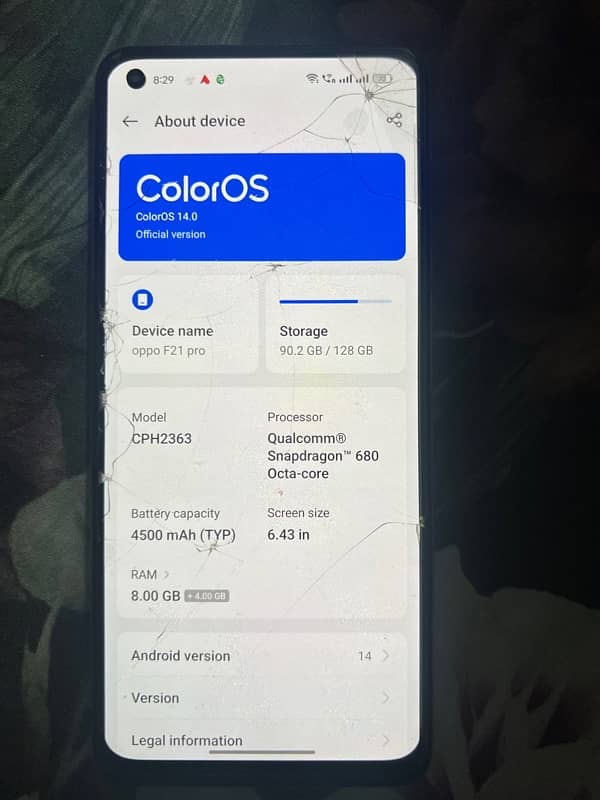 oppo F21 pro for sale 128 /8 Gb 4