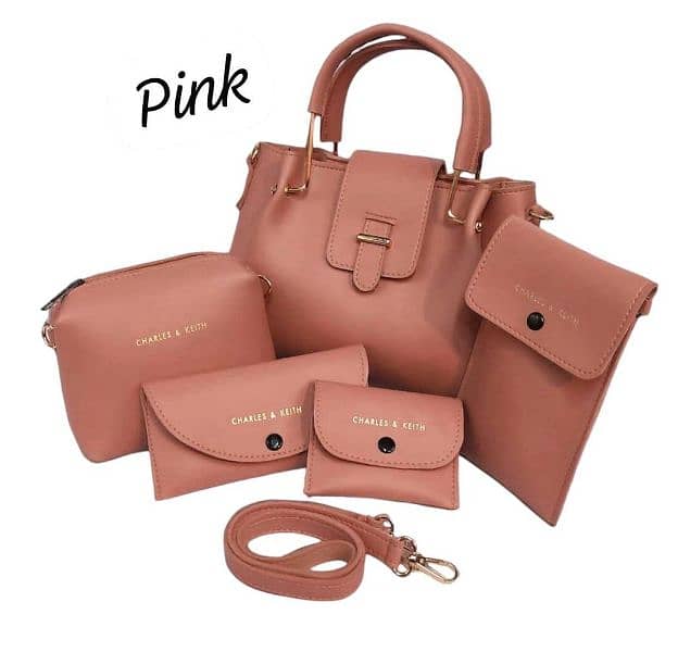 Girl's Leather Plain HandBag set -Pack of 5 1