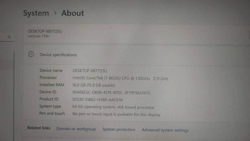 Dell Latitude 7490 Core I7 8th Generation 4