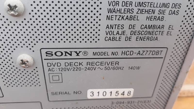 Sony HCD-AZ77DBT Amplifier And Speaker set 1