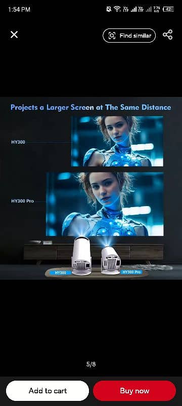 Magcubic Projector Hy300 Pro Android 11 260 ANSI 4K 1280*720P WiFi 6 5