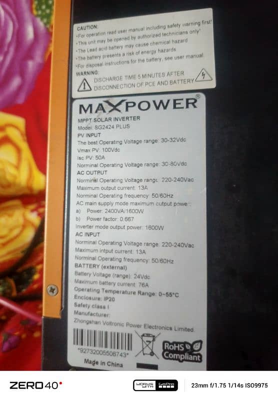 2400 what inverter Max Power03234325771 1