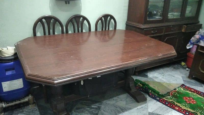 Pure Wood Dining Table With 6 Chair For Sale 1