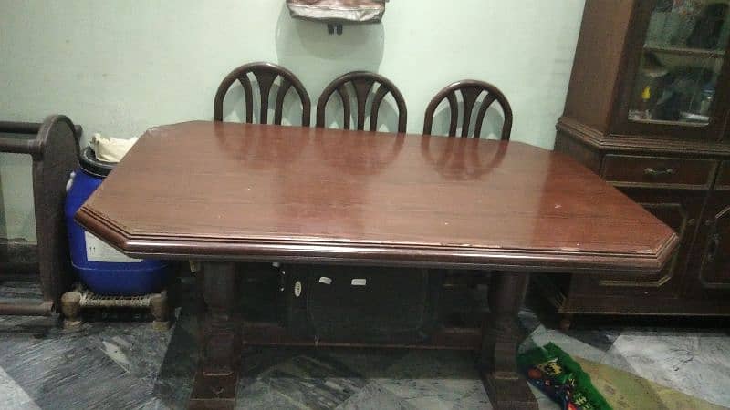 Pure Wood Dining Table With 6 Chair For Sale 2