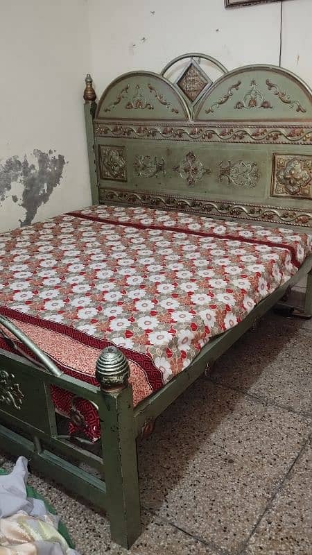 double bed with mattress and dressing table 0