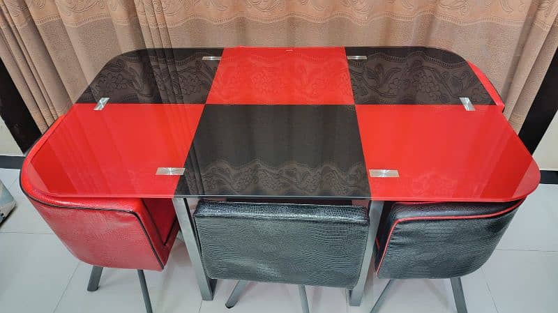 6-Seater Dining Table with Revolving Chairs and Glass Top for Sale 0