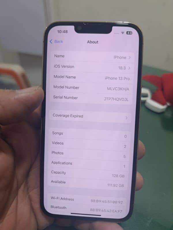 Apple iPhone 13 pro,  NoN PTA, Only set 128Gb, 85% BH 2