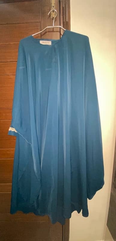 beautiful cape abaya in blue color with hijab 0