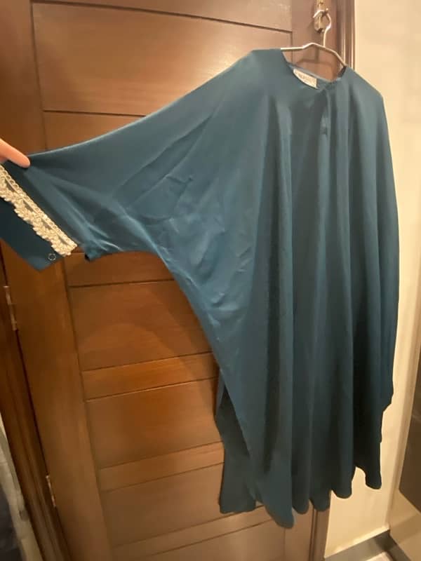 beautiful cape abaya in blue color with hijab 1