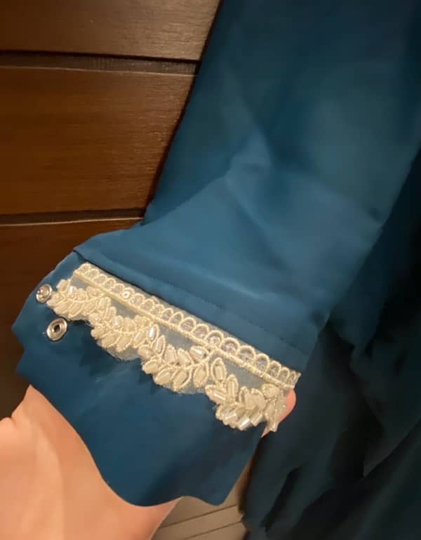 beautiful cape abaya in blue color with hijab 2