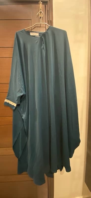 beautiful cape abaya in blue color with hijab 3