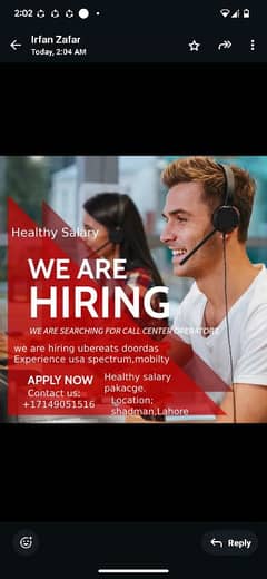 Call center job for Male and Female