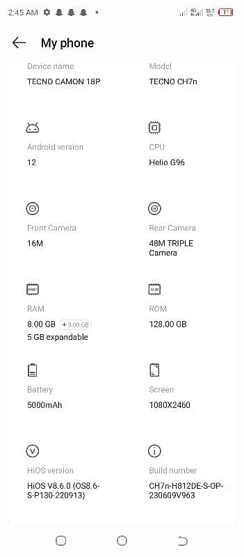 Tecno. camon18p ,8rim128 6
