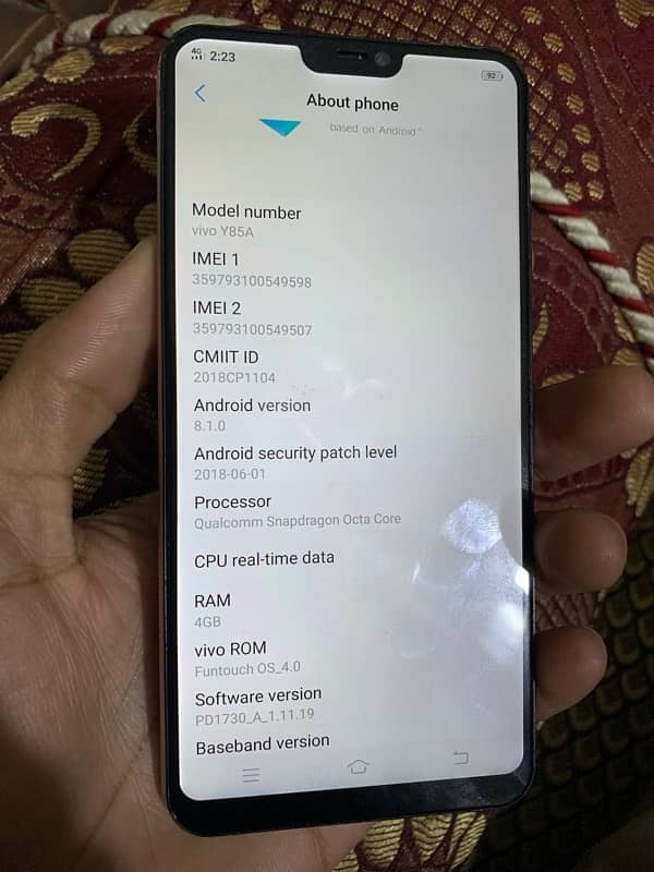 vivo y85a 4gb 64 gb urgent sell 0