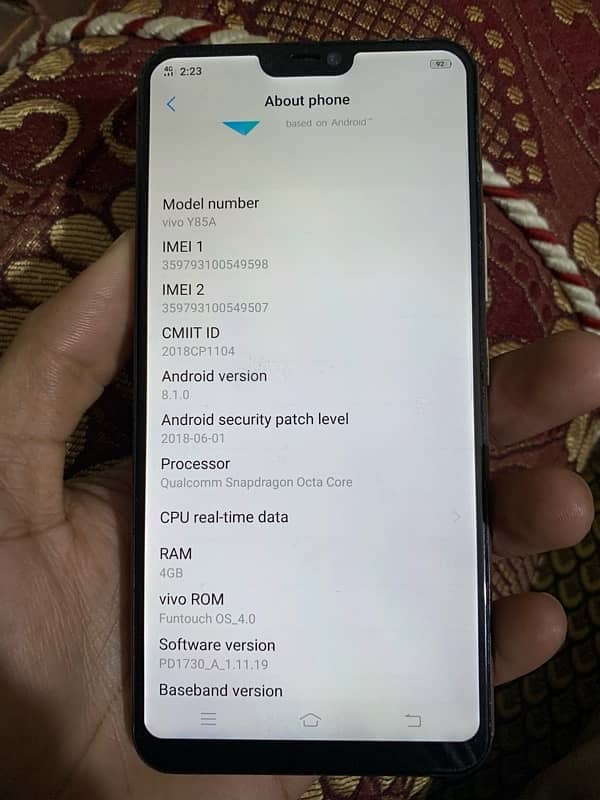 vivo y85a 4gb 64 gb urgent sell 1