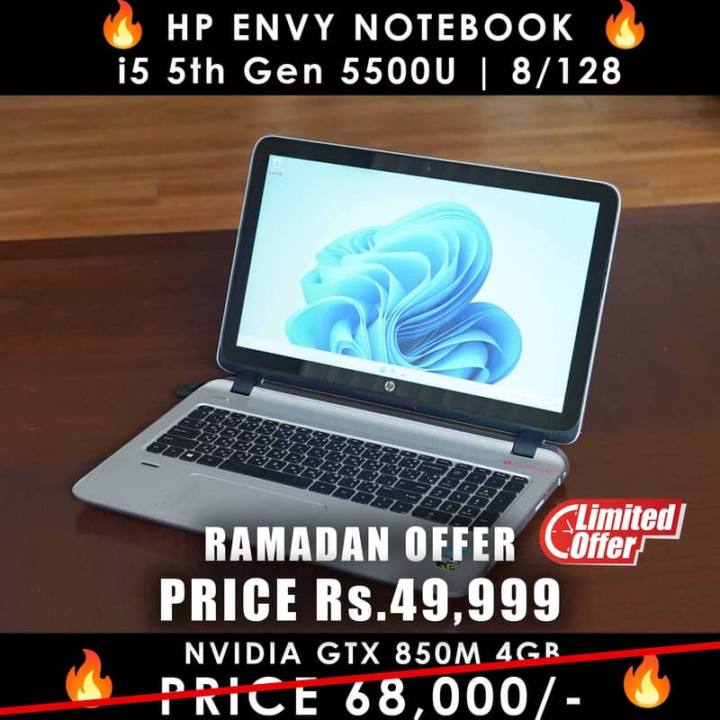 HP ENVY NoteBook | 5th Gen Core i7 | 8GB DDR3 RAM | 128GB SSD 0