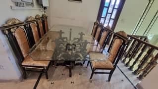 8 chairs dining | sheesham wooden chairs | glass top dining