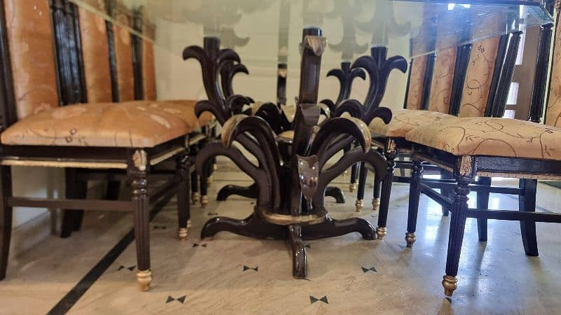 8 chairs dining | sheesham wooden chairs | glass top dining 4