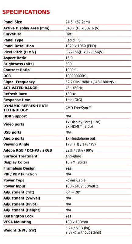 MSI 255F 25inch 180 hz Gaming Monitor 3